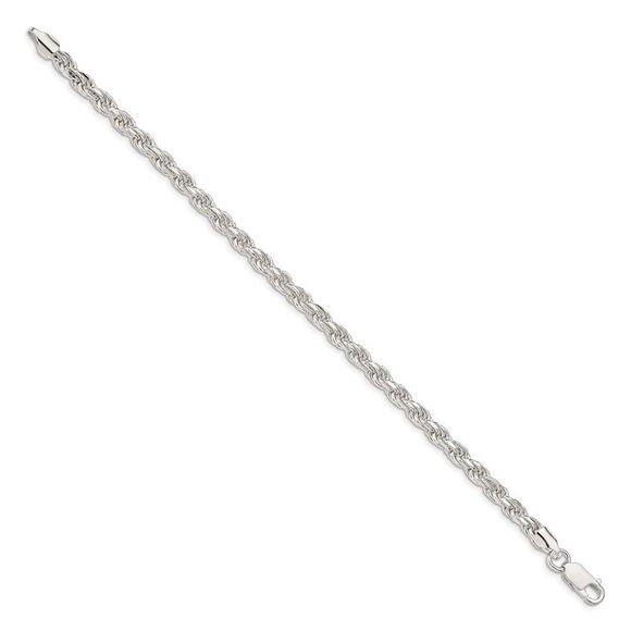 Kazi Luxury Sterling Silver 4.75mm Diamond-cut Rope Chain